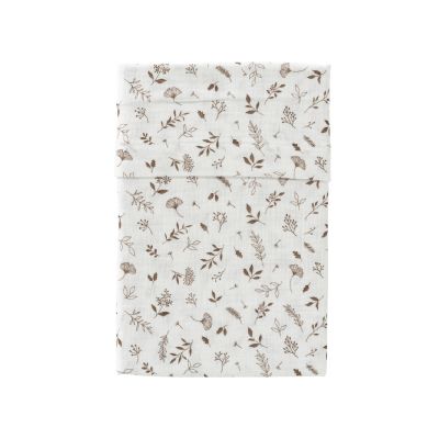 Cottonbaby Soft Wieglaken - 75x90 cm - Leaves White/Taupe